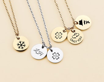 Personalized Gold Disc Necklace: Initial Charm, Custom Jewelry
