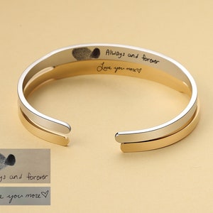 Thumbprint bangle, Fingerprint bracelet,  Actual Handwriting Jewelry, Memorial bangle bracelet, Remembrance Braclet, Signature Bracelet