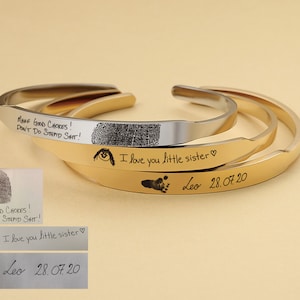 Gepersonaliseerde handschriftarmband, herdenkingsarmband, aangepaste vingerafdruksieraden