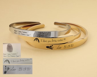 Pulsera personalizada con escritura a mano, pulsera conmemorativa, joyería personalizada con huellas dactilares