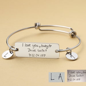 Fingerprint Bracelet,  Handwriting Bangel, Memorial Bracelet, Signature Bracelet, Thumbprint Jewelry, Custom Fingerprint Gift, MOTHERS GIFTS