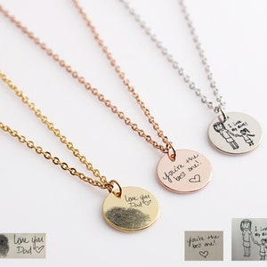 Custom Handwriting Necklace, Personalized Fingerprint Stainless Steel Disc
