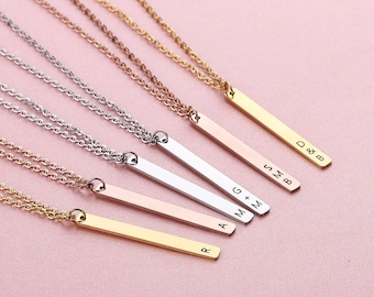 Collar con barra grabada: nombre personalizado, iniciales, acero inoxidable