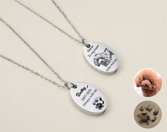 Cremation Of Ashes Memorial Jewelry Necklace Personalized Pet Portrait Urn Necklace Jewelry Necklace Memorial Gift Pet Ashes Necklace