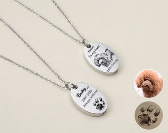 Collana con urna personalizzata con ritratto di animale domestico, gioielli per cremazione in acciaio inossidabile, regalo commemorativo, collana con ceneri