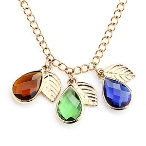 Custom Birthstone Necklace: Silver Leaf Family Keepsake