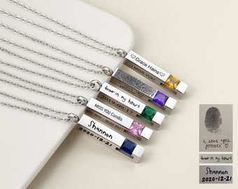 Personalized Cremation Urn Necklace, Handwriting Memorial Bar Necklace, Pet/Human Ashes Jewelry