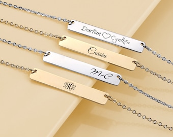 Collar de barra grabado personalizado: nombre personalizado, coordenadas, acero inoxidable