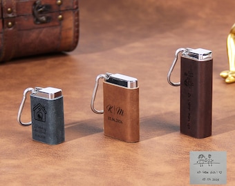 Personalized Ashtray Keychains, Portable Leather Ashtray Keyring, Engraved Acutal Handwriting Pocket Ashtray, Father's Day Gift for Dad