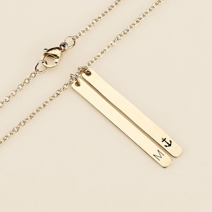 Engraved Bar Necklace: Personalized Stainless Steel Name, Coordinates