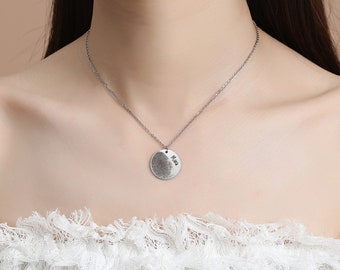 Custom Handwriting Fingerprint Stainless Steel Necklace, Personalized Memorial Gift