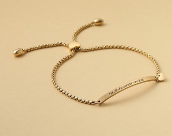 Personalisierte Initial Bar Armband, benutzerdefinierte Edelstahl minimal verstellbare Name Bar Schmuck