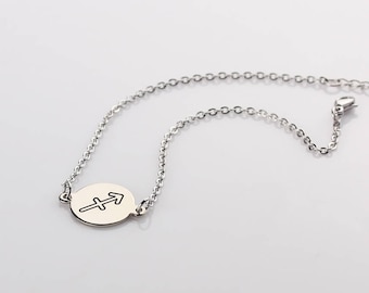 Dainty Zodiac Bracelet: Sagittarius Disc Charm, Valentine's Gift