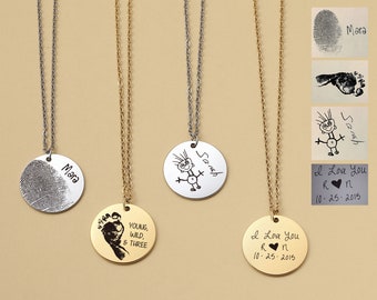 Custom Fingerprint Necklace, Actual Handwriting Necklace, Signature Necklace,Memorial Necklace, Loved Ones Necklace, Memorial Gifts