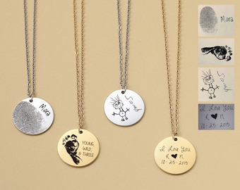 Collar con escritura a mano personalizada, colgante con huella dactilar, joyería conmemorativa personalizada, regalos conmemorativos
