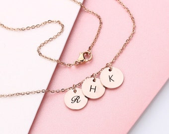 Personalized Initial Disc Necklace: Gold Coin Monogram Pendant