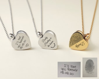 Collar de urna de corazón personalizado: escritura a mano, joyería de recuerdo de cenizas