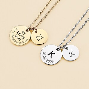 Personalized Bridesmaid Necklace,Personalized Gold Disc Necklace,  Custom Jewelry,Initial Disk Necklace, Minimalist Necklace, Gift for Her