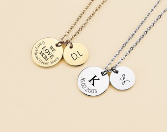 Personalized Bridesmaid Necklace,Personalized Gold Disc Necklace,  Custom Jewelry,Initial Disk Necklace, Minimalist Necklace, Gift for Her