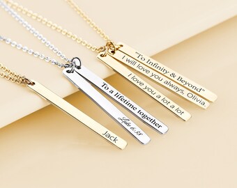 Personalized Coordinates Necklace: Engraved Stainless Steel Nameplate