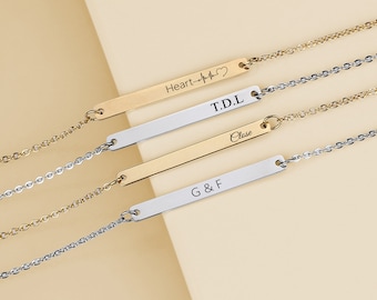 Personalized Coordinates Bar Necklace,Custom Name Bar Necklace,  Engraved Monogram Necklace, Jewelry Gift for Her, Gift for friend