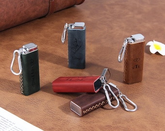 Personalized Ashtray Keychains, Custom Portable Leather Ashtray Keyring, Engraved Acutal Handwriting Pocket Ashtray, Wedding Gift