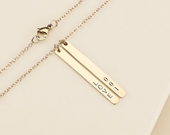 Collar de barra de acero inoxidable personalizado: nombre grabado, monograma