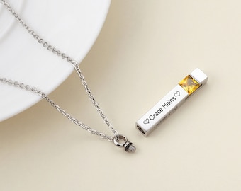 Collar de urna de cremación personalizado: joyería conmemorativa de cenizas con escritura a mano