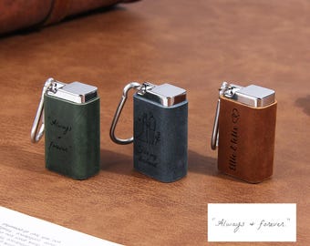 Personalized Ashtray Keychains, Custom Portable Leather Ashtray Keyring, Engraved Acutal Handwriting Pocket Ashtray,  Gift for Smokers