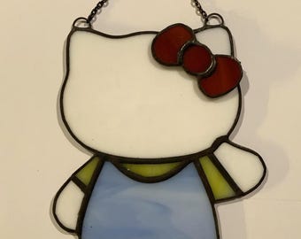 Hello Kitty Stained Glass Sun Catcher / Real Stained Glass!