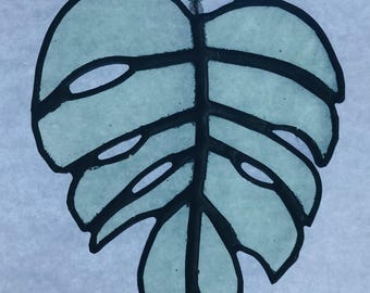 Monstera Leaf in Stained Glass - Small
