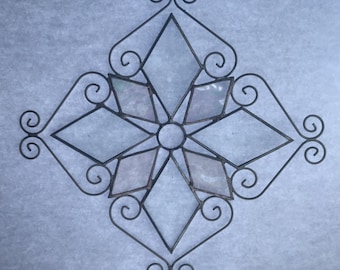 Beveled Glass Snowflake Suncatcher: Iridescent Stained Glass