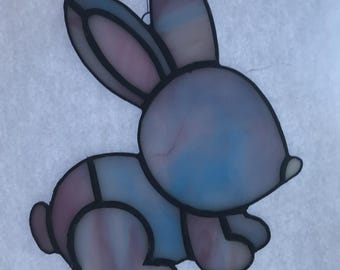 Pink & Blue Glass Bunny Suncatcher