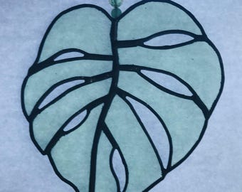 Monstera Leaf in Stained Glass - Large