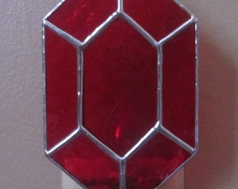 Red Rupee Night Light in Stained Glass / Legend of Zelda Nightlight