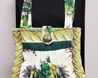 Vintage Barkcloth Shoulder Bag