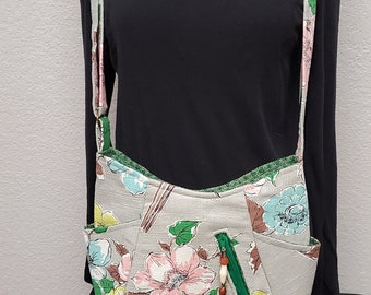 Vintage Barkcloth Crossbody or Shoulder Bag