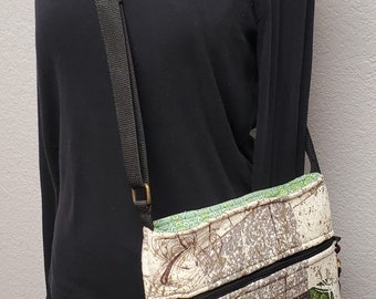 Vintage Barkcloth Crossbody Bag