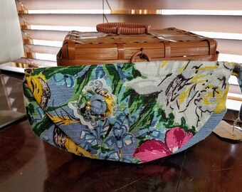 Upcycled Vintage BARKCLOTH Clutch Bag