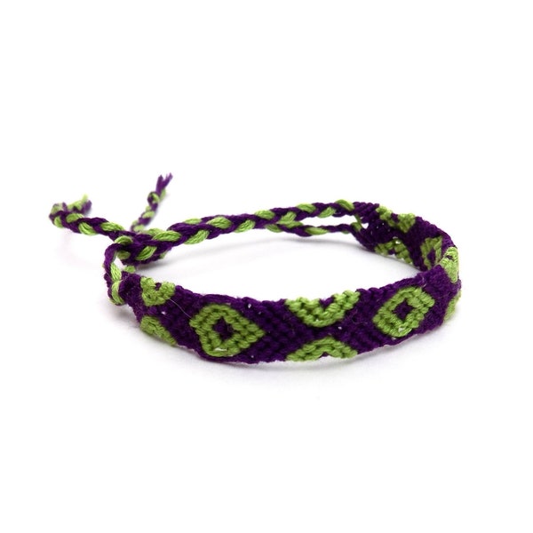 Nouvelle couleur ! Bracelet « amitié » Fishman Donut violet et vert | donut en macramé inspiré de l'hameçonnage | bracelet ou chaîne de cheville réglable