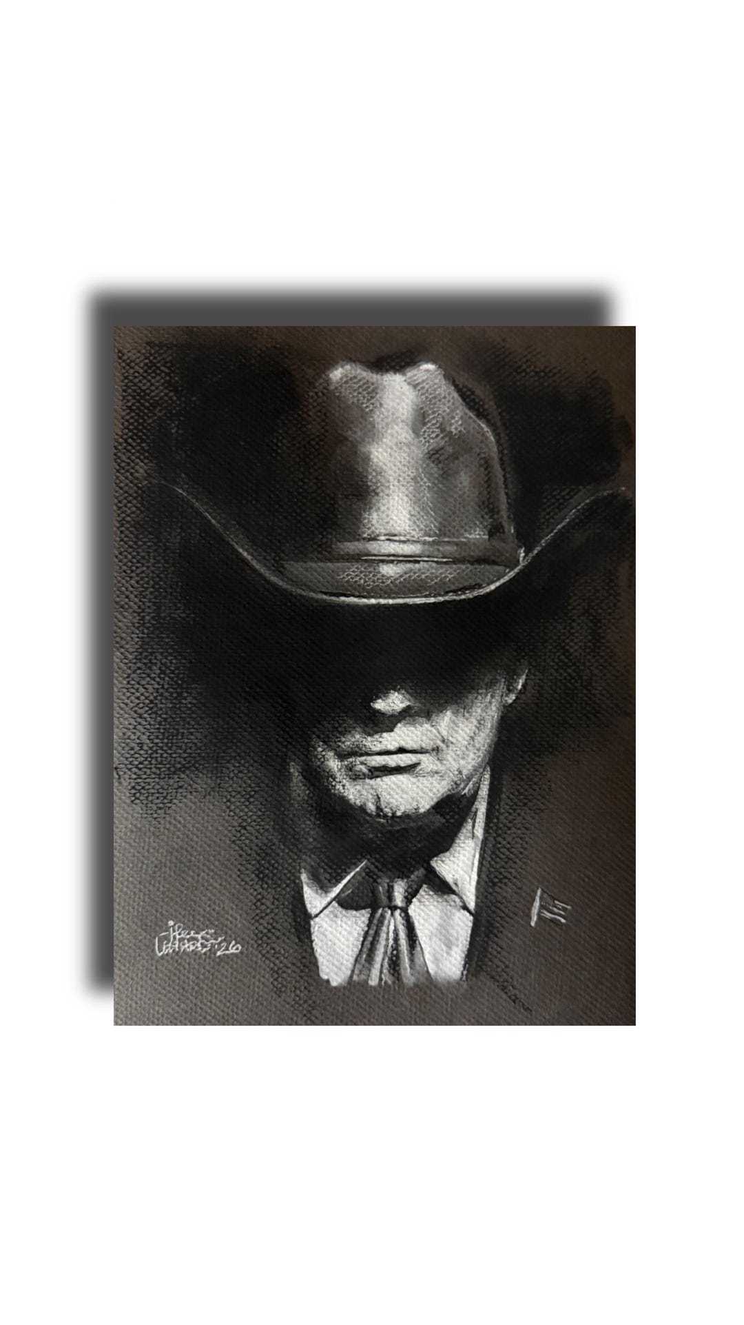 ORIGINAL DRAWING Donald Trump Texas Cowboy : Charcoal Ink Toned Paper ...