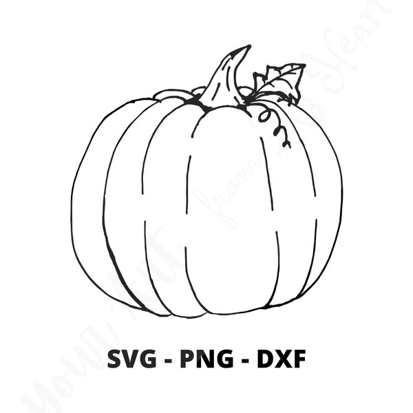 Pumpkin SVG PNG DXF File, Fall Art, Printable Pumpkin Art, Pumpkin Printable, Fall Decor, Autumn Decorations, Hand drawn art printables