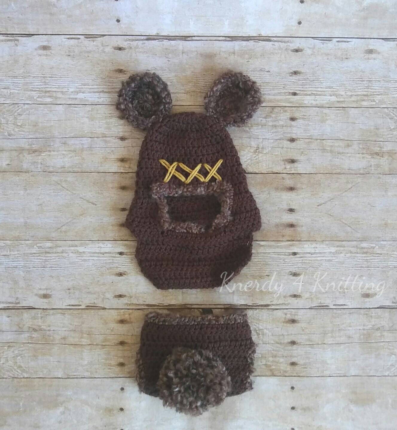Baby Ewok Costume Crochet Ewok Ewok Hat and Diaper Cover Etsy