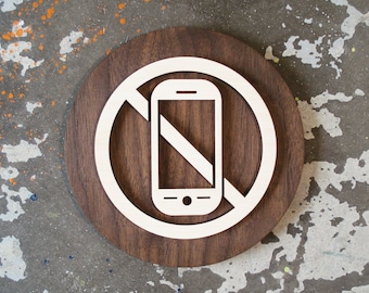 No Cell Phone Wood Sign - Various Sizes - Many Wooden Finishes Available - Quiet Please - Retail Signage - Spa & Yoga Studios