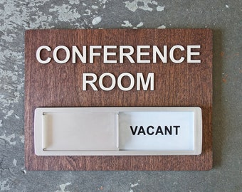 Professional Wood Privacy Slider Signs - Conference, Interview & Dressing Rooms - Multiple Finishes - Occupied Sign - Customizable Text
