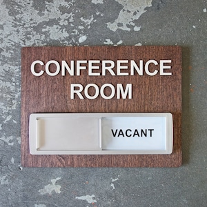 Professional Wood Privacy Slider Signs - Conference Interview & Dressing Room - Many Wood Finishes - Occupied Sign - Customizable (Any Text)