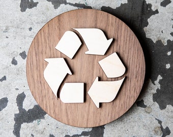 Recycle Bin Office Sign - Various Sizes - Symbol Sign - Reduce Reuse Recycle - Trash Can Disposal Signage - Many Finish Options Available