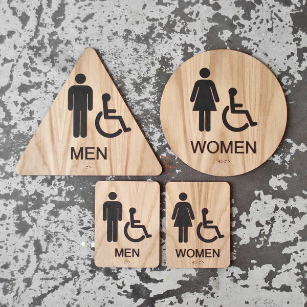 Restroom Sign Circle Triangle Etsy