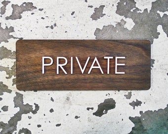 Private Office Door Wood Sign - Raised Lettering - 3"x8" Size - Modern Interior Design - Various Wood Finishes