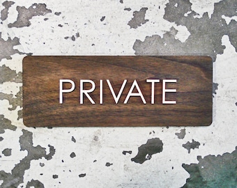 Private Office Door Wood Sign - Raised Lettering - 3"x8" Size - Modern Interior Design - Various Wood Finishes